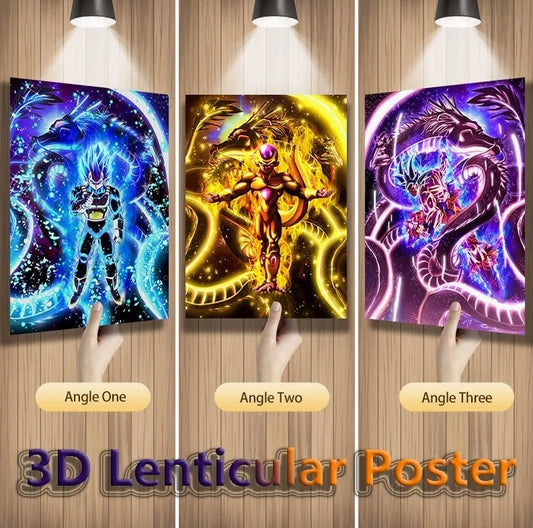 Póster lenticular Goku x Vegeta x Freezer Fase Dios