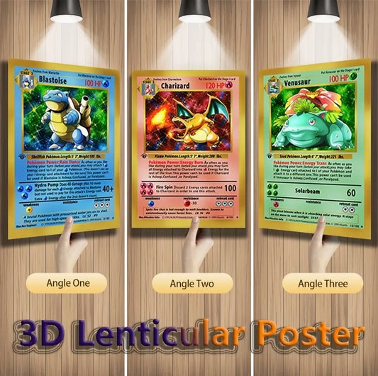 Póster Lenticular Carta Charizard & Blastoise & Venusaur